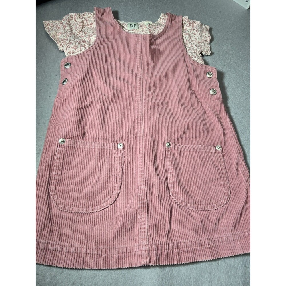 GAP Kids Pink Corduroy Jumper Dress Floral Tee 2 Piece XS 3-4 NWOT